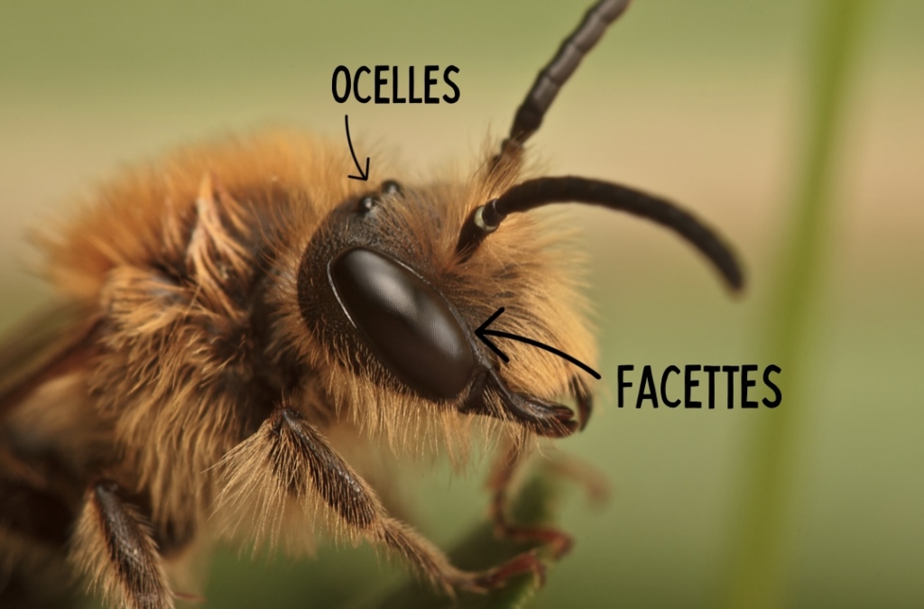 Les différentes parties du corps d'une abeille : Les yeux des abeilles